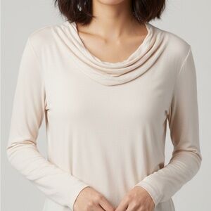 Lord & Taylor Cream Blush Cowl Neck Top Xl